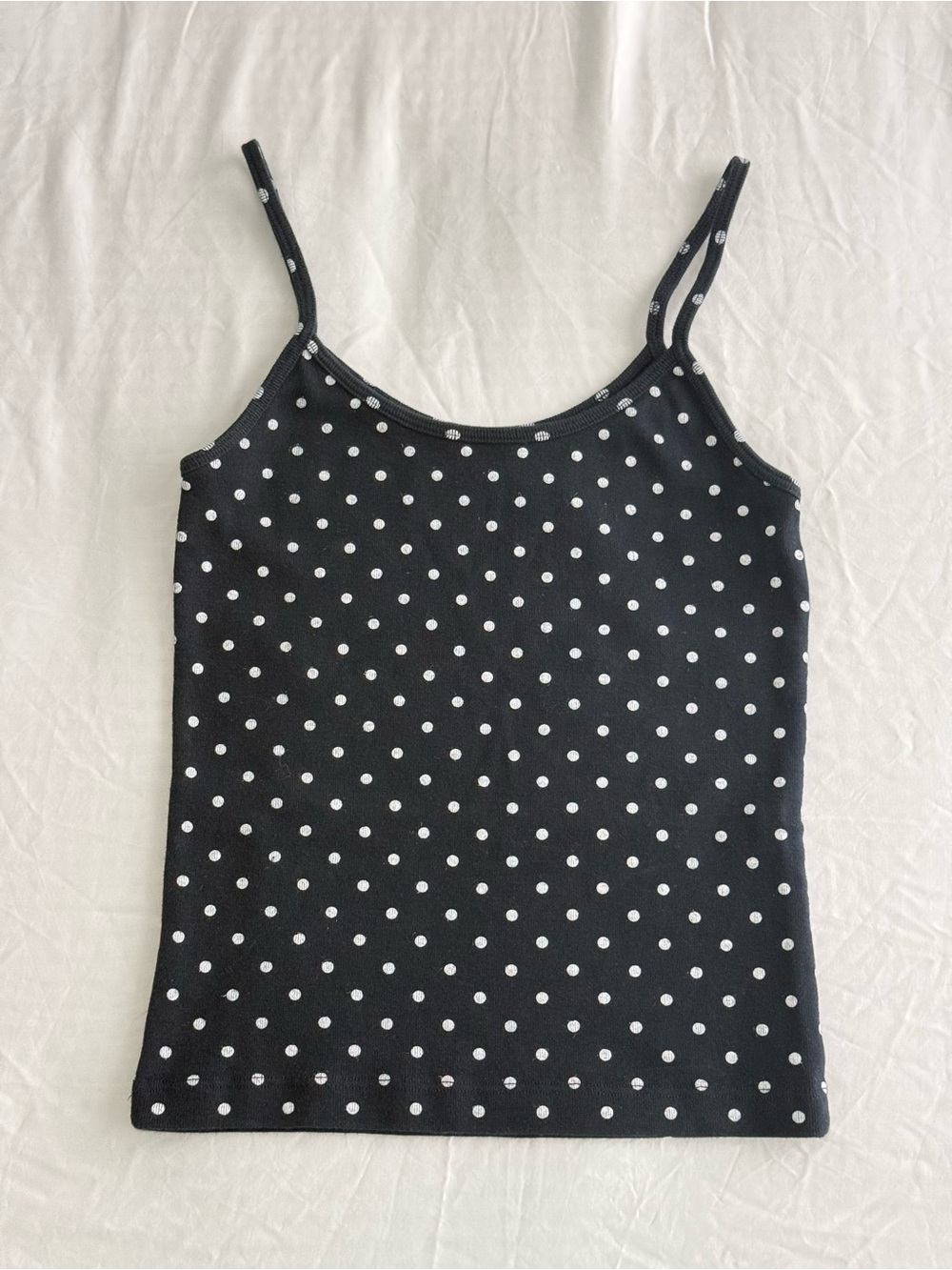 New Without Tags Brandy Melville Navy Blue Skylar Polka Dot Strap Tank Top